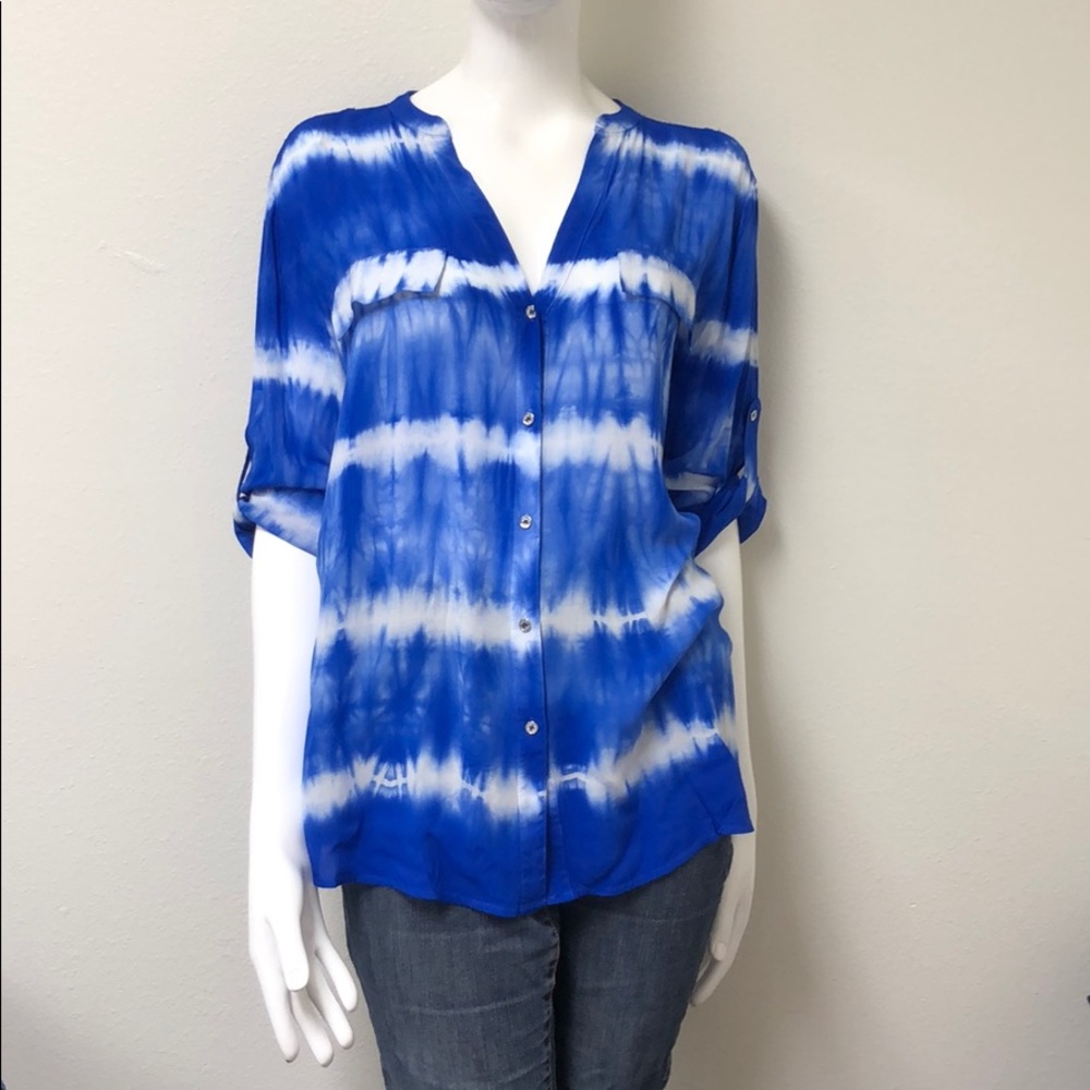 Calvin Klein Tye Dye Button Down Blouse